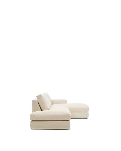 Modulares Sofa Alea für 5 Personen mit abnehmbarem Bezug aus Chenille mit Chaiselongue rechts in Ecru, 340 cm von Kave Home – Produktbild 8
