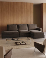 Modulares Sofa Alea für 5 Personen mit abnehmbarem Bezug aus dunkelbrauner Chenille und Chaiselongue rechts, 340 cm von Kave Home – Produktbild 2