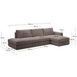 Modulares Sofa Alea für 5 Personen mit abnehmbarem Bezug aus dunkelbrauner Chenille und Chaiselongue rechts, 340 cm von Kave Home – Produktbild 3