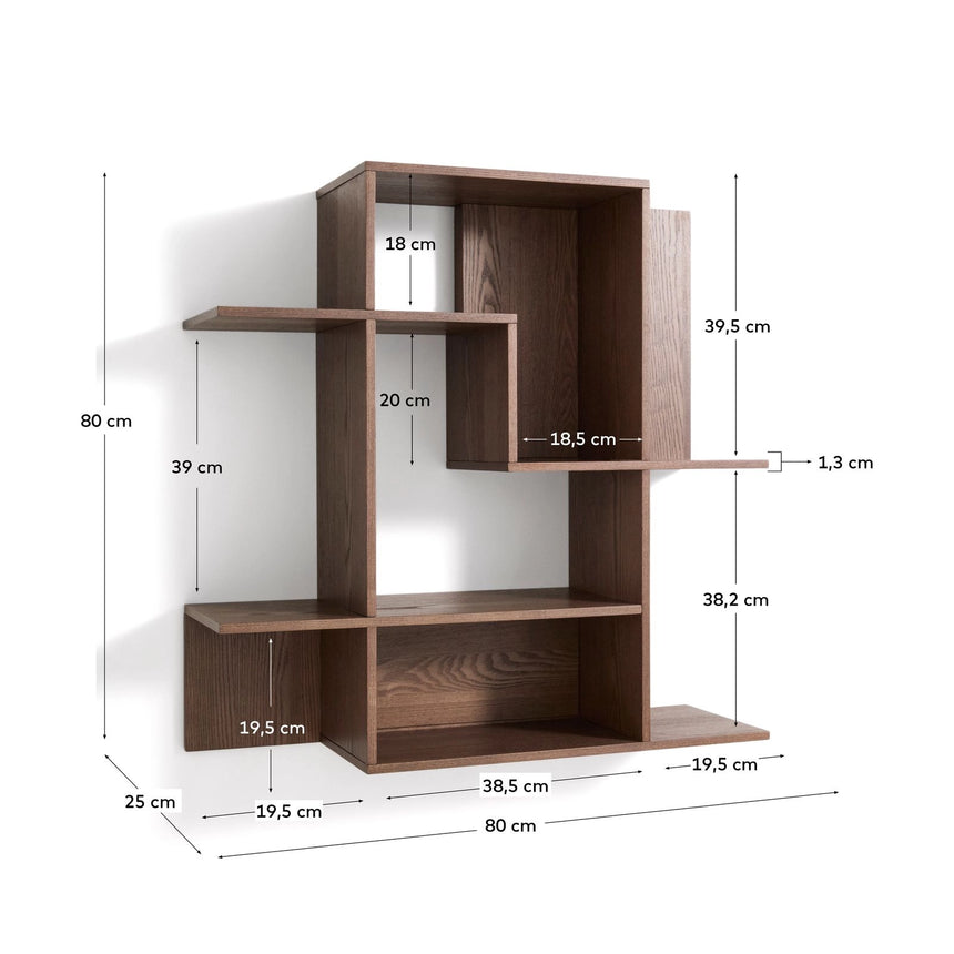 Modularregal Ina aus Eschenfurnier mit Finish in Nussbaumton 80 x 80 cm FSC 100% von Kave Home – Bild 2