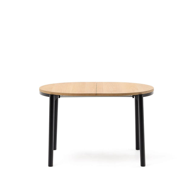 Montuiri Ausziehtisch Eichenfurnier und Stahlbeine schwarzes Finish  Ø120(200) x 90 cm von Kave Home – Bild 1