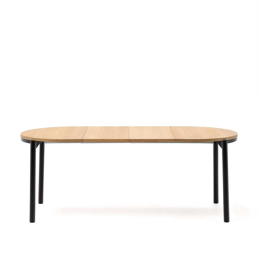 Montuiri Ausziehtisch Eichenfurnier und Stahlbeine schwarzes Finish  Ø120(200) x 90 cm von Kave Home – Bild 6