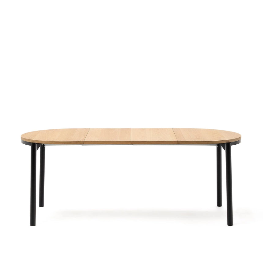 Montuiri Ausziehtisch Eichenfurnier und Stahlbeine schwarzes Finish  Ø120(200) x 90 cm von Kave Home – Bild 7