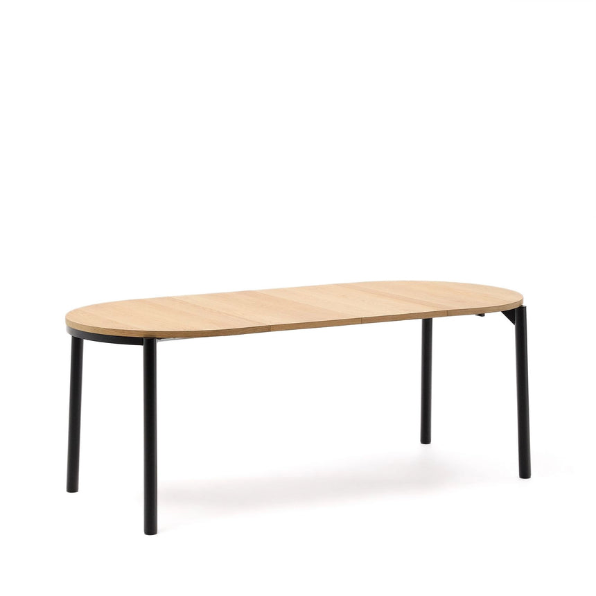 Montuiri Ausziehtisch Eichenfurnier und Stahlbeine schwarzes Finish  Ø120(200) x 90 cm von Kave Home – Bild 8