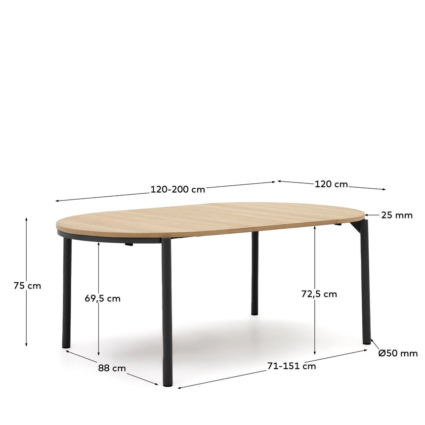 Montuiri runder Ausziehtisch Eichenfurnier Ø 120 (200) cm von Kave Home – Bild 4