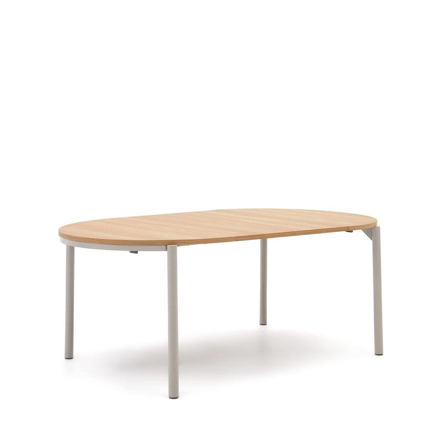 Montuiri runder Ausziehtisch Eichenfurnier Stahlbeine mit grauem Finish Ø 120 (200) cm von Kave Home – Bild 10
