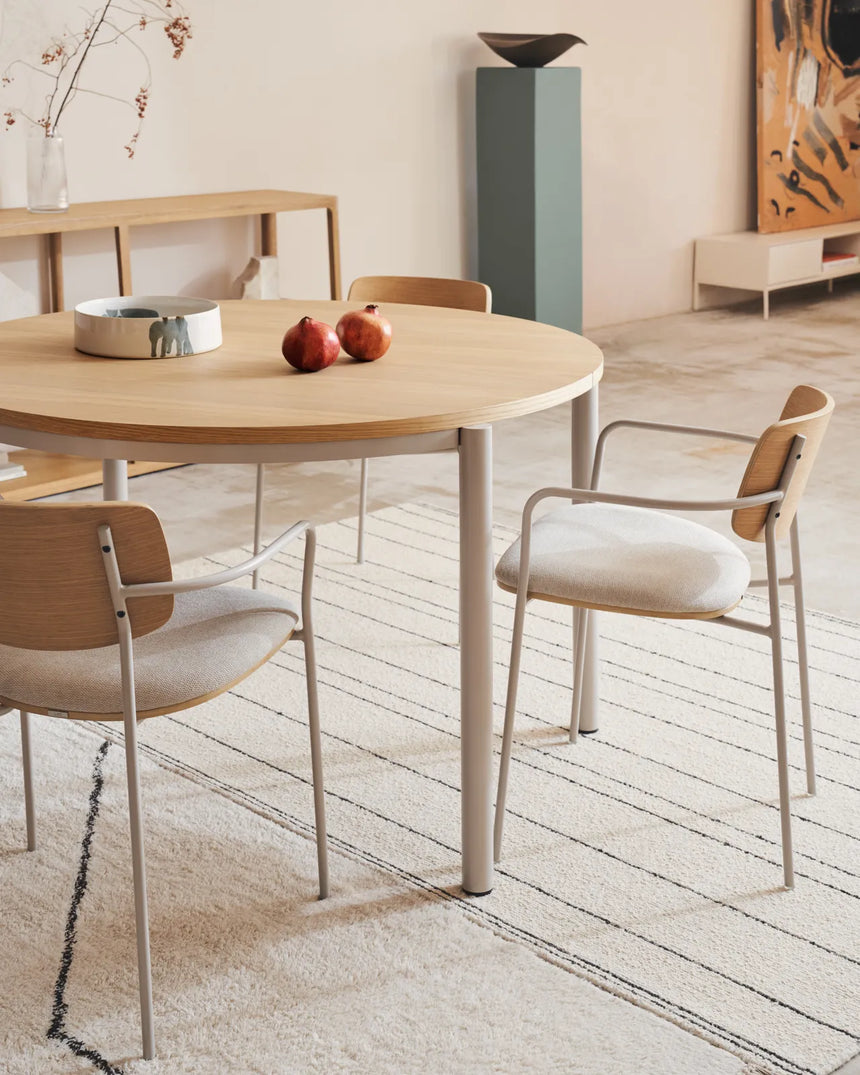 Montuiri runder Ausziehtisch Eichenfurnier Stahlbeine mit grauem Finish Ø 120 (200) cm von Kave Home – Bild 2