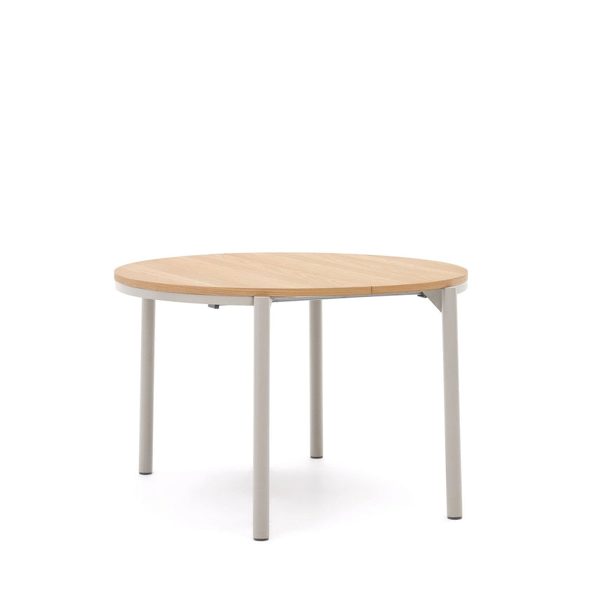 Montuiri runder Ausziehtisch Eichenfurnier Stahlbeine mit grauem Finish Ø 120 (200) cm von Kave Home – Bild 6