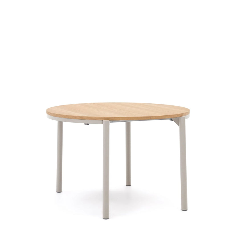 Montuiri runder Ausziehtisch Eichenfurnier Stahlbeine mit grauem Finish Ø 120 (200) cm von Kave Home – Bild 7