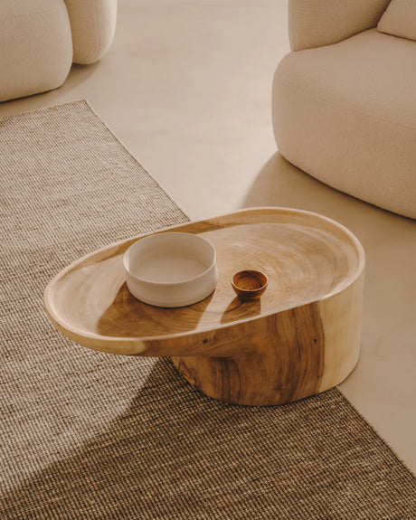 Mosi Couchtisch mit Standbein aus massivem Mungurholz Ø 90 x 50 cm von Kave Home – Produktbild 4