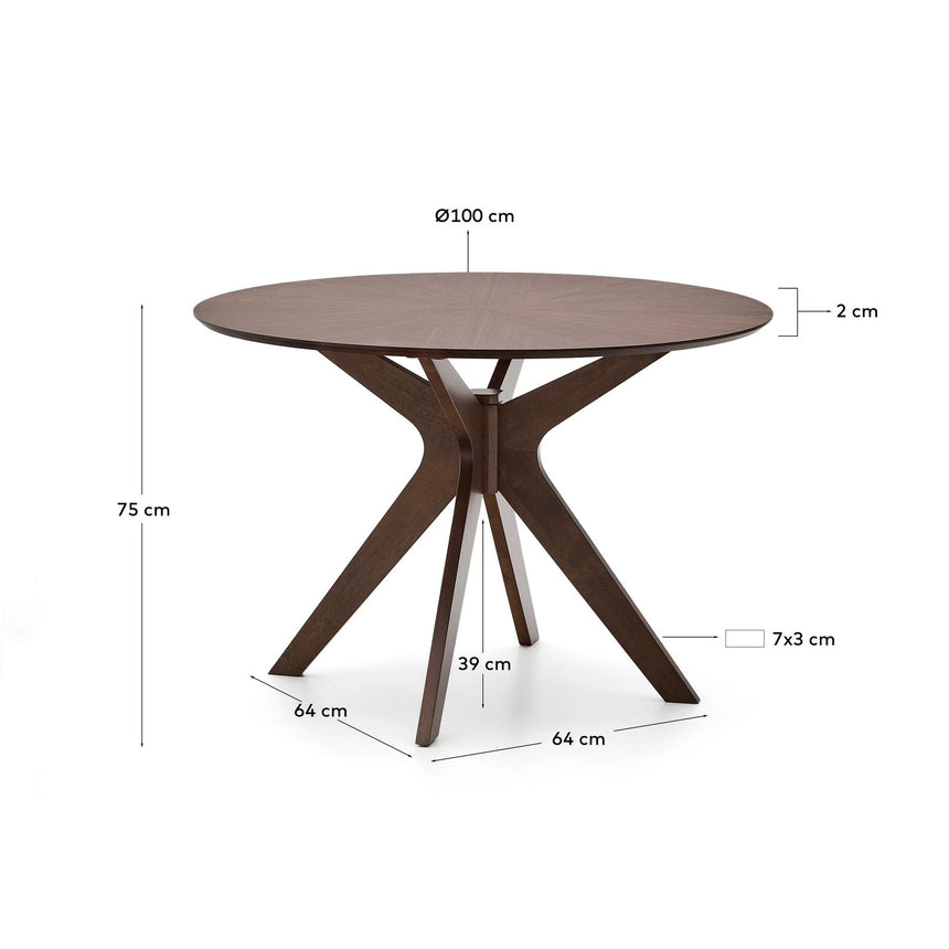 Naanim runder Tisch aus Nussholzfurnier Ø 100 cm von Kave Home – Bild 4