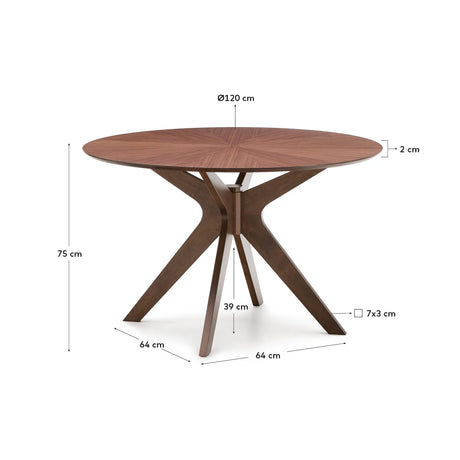 Naanim runder Tisch aus Nussholzfurnier Ø 120 cm von Kave Home – Produktbild 6