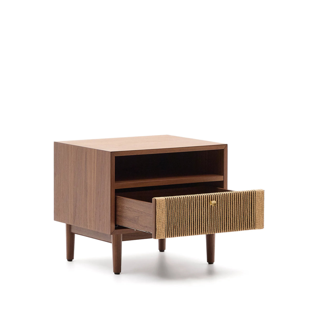 Nachttisch Elan aus Furnier und massivem Walnussholz mit Seil 51 x 45 cm FSC Mix Credit von Kave Home – Produktbild 11