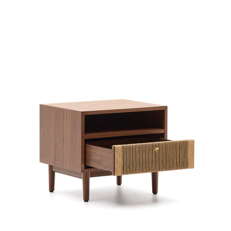 Nachttisch Elan aus Furnier und massivem Walnussholz mit Seil 51 x 45 cm FSC Mix Credit von Kave Home – Produktbild 11