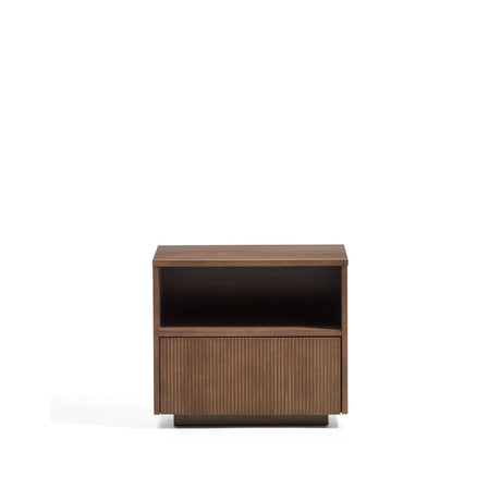 Nachttisch Helvine 1 Schublade aus Eichenfurnier mit Nussbaum-Finish 60 x 52 cm FSC 100% von Kave Home – Bild 1