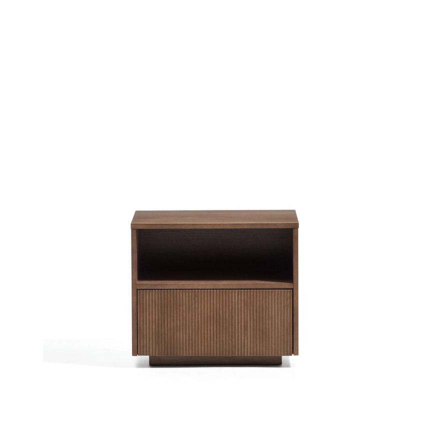 Nachttisch Helvine 1 Schublade aus Eichenfurnier mit Nussbaum-Finish 60 x 52 cm FSC 100% von Kave Home – Bild 1
