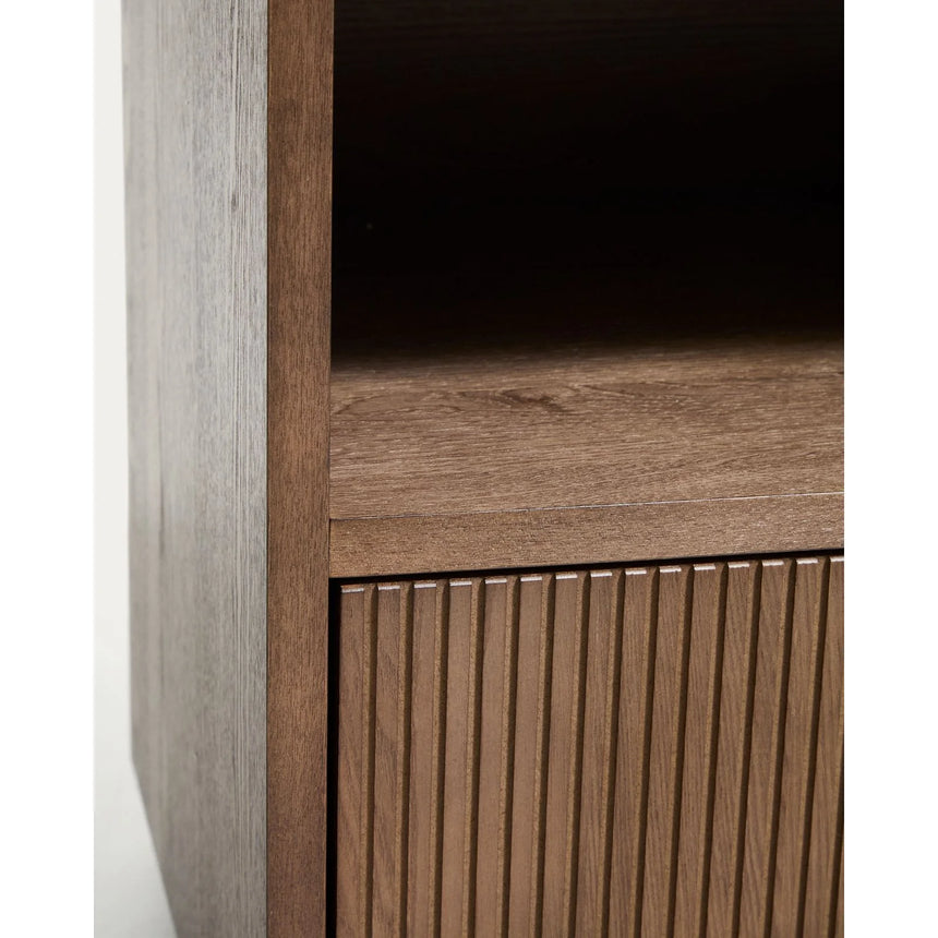 Nachttisch Helvine 1 Schublade aus Eichenfurnier mit Nussbaum-Finish 60 x 52 cm FSC 100% von Kave Home – Bild 8