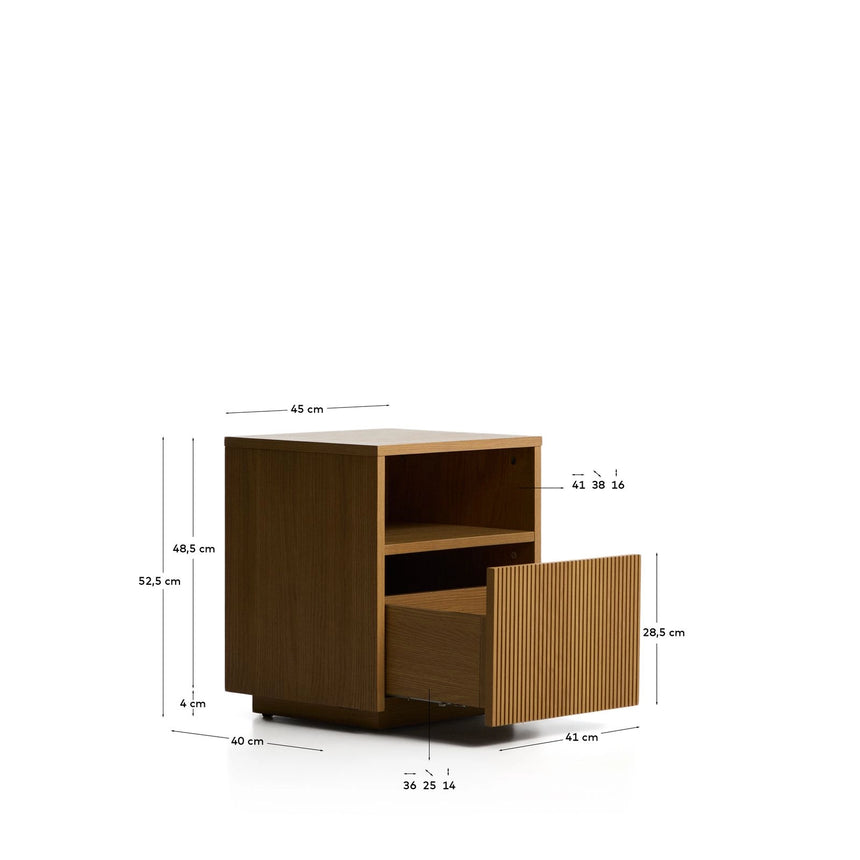 Nachttisch Helvine aus Eichenfurnier mit einer Schublade, 45 x 52 cm, FSC 100 % von Kave Home – Bild 2