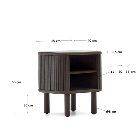 Nachttisch Mailen aus Eschenfurnier mit dunklem Finish 50 x 55 cm von Kave Home – Produktbild 6