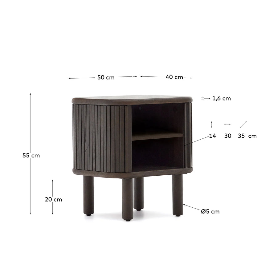 Nachttisch Mailen aus Eschenfurnier mit dunklem Finish 50 x 55 cm von Kave Home – Produktbild 6