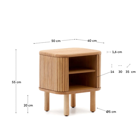 Nachttisch Mailen aus Eschenfurnier mit natürlichem Finish 50 x 55 cm von Kave Home – Produktbild 4