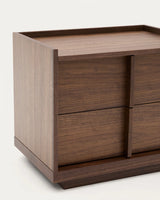 Nachttisch Onix 2 Schubladen aus Walnussfurnier dunkles Finish 60 x 47 cm FSC Mix Credit von Kave Home – Produktbild 2