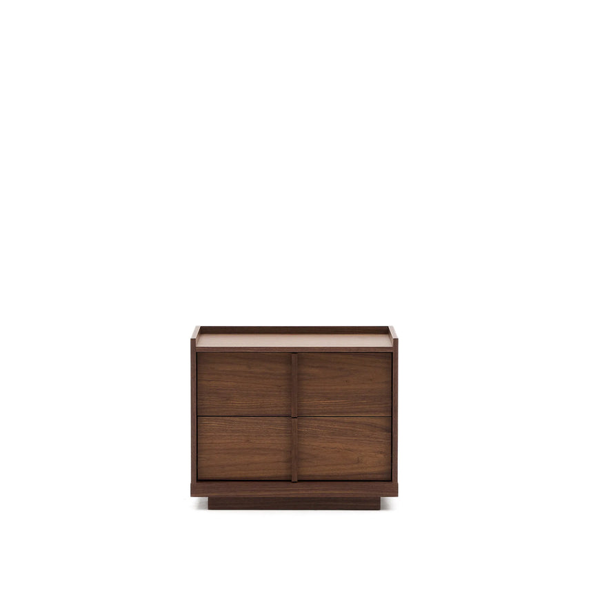 Nachttisch Onix 2 Schubladen aus Walnussfurnier dunkles Finish 60 x 47 cm FSC Mix Credit von Kave Home – Produktbild 6