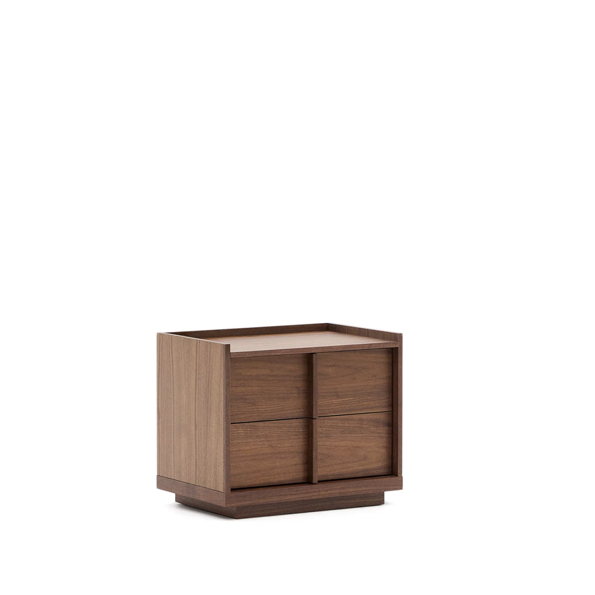 Nachttisch Onix 2 Schubladen aus Walnussfurnier dunkles Finish 60 x 47 cm FSC Mix Credit von Kave Home – Produktbild 7