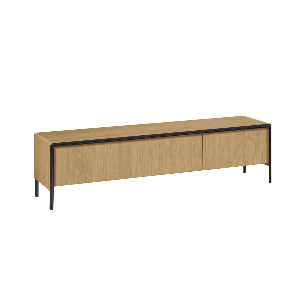 Nadyria TV-Schrank 3 Türen Eichenfurnier und Stahl mit schwarzem Finish 180 x 50 cm von Kave Home – Produktbild 1