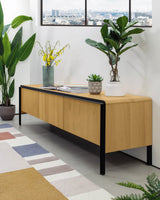 Nadyria TV-Schrank 3 Türen Eichenfurnier und Stahl mit schwarzem Finish 180 x 50 cm von Kave Home – Produktbild 2