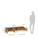 Nadyria TV-Schrank 3 Türen Eichenfurnier und Stahl mit schwarzem Finish 180 x 50 cm von Kave Home – Produktbild 4