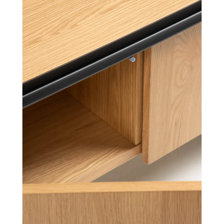 Nadyria TV-Schrank 3 Türen Eichenfurnier und Stahl mit schwarzem Finish 180 x 50 cm von Kave Home – Produktbild 9