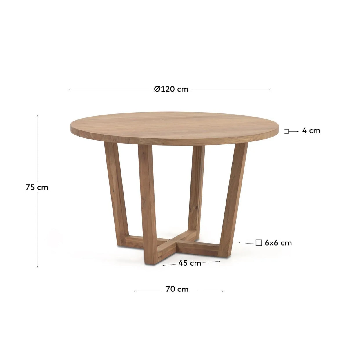 Nahla runder Tisch aus massivem Akazienholz mit natürlichem Finish Ø 120 cm von Kave Home – Produktbild 5