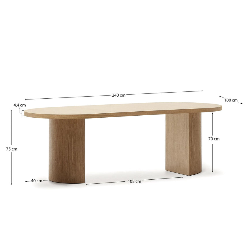 Nealy Tisch aus Eichenfurnier mit naturfarbenem Finish 240 x 100 cm  von Kave Home – Bild 4