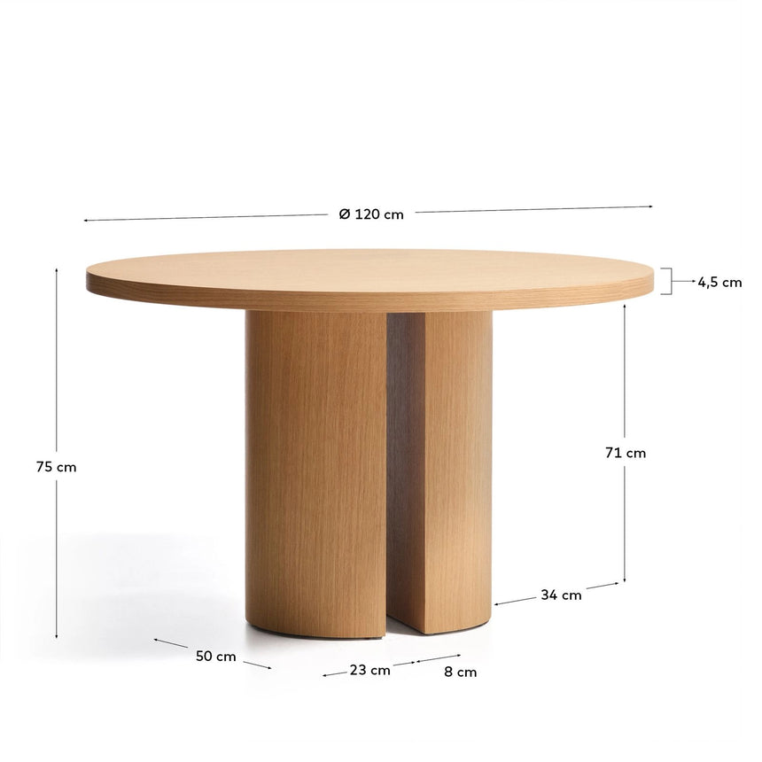 Nealy runder Tisch aus Eichenfurnier mit naturfarbenem Finish Ø 120 cm von Kave Home – Bild 2