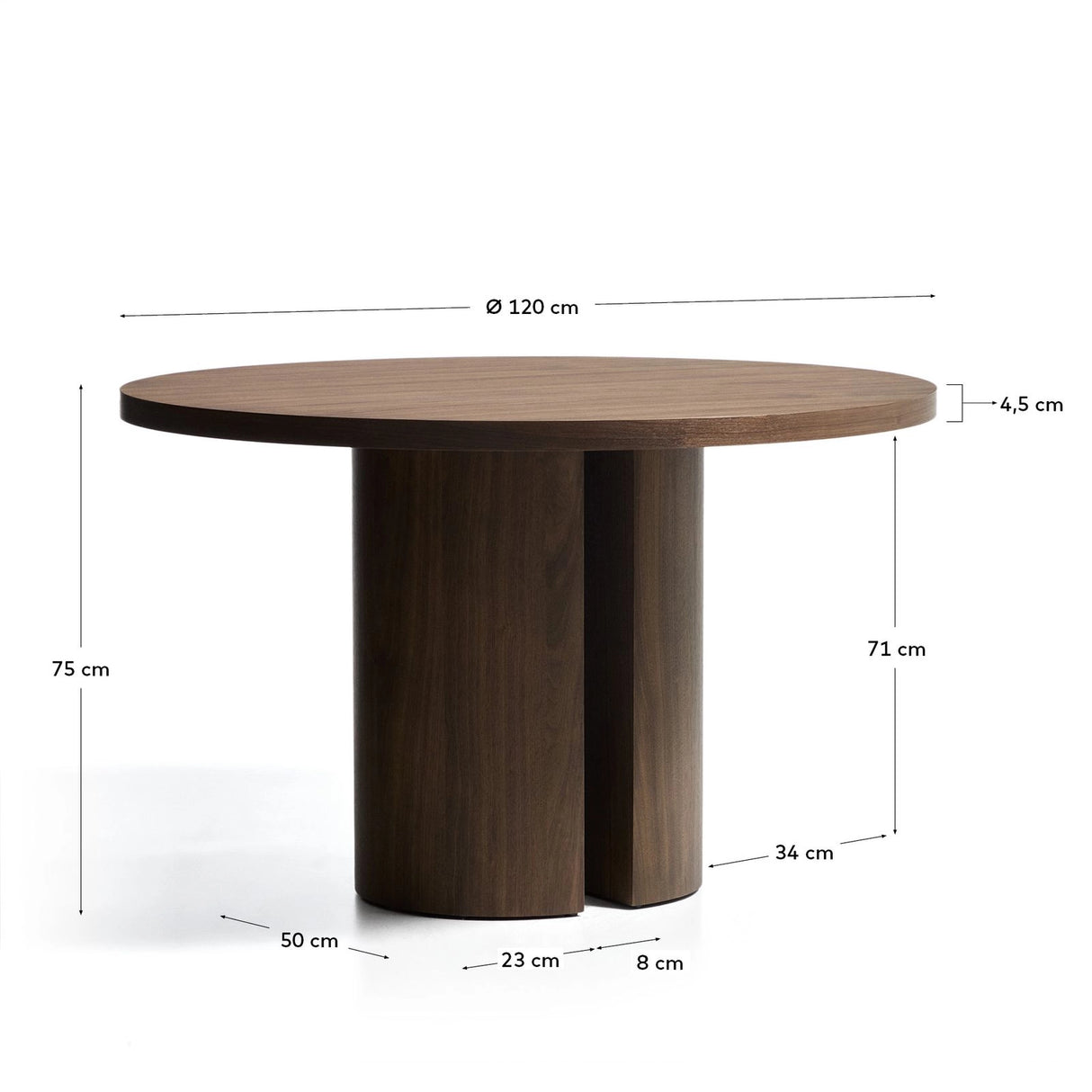 Nealy runder Tisch aus Nussbaumfurnier mit dunklem Finish Ø 120 cm von Kave Home – Bild 2
