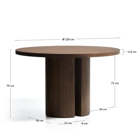 Nealy runder Tisch aus Nussbaumfurnier mit dunklem Finish Ø 120 cm von Kave Home – Bild 2