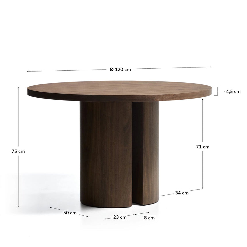 Nealy runder Tisch aus Nussbaumfurnier mit dunklem Finish Ø 120 cm von Kave Home – Bild 2