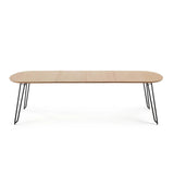 Novac ausziehbarer Tisch 140 (220) x 90 cm mit Eichenfurnier und schwarzen Stahlbeinen von Kave Home – Produktbild 10