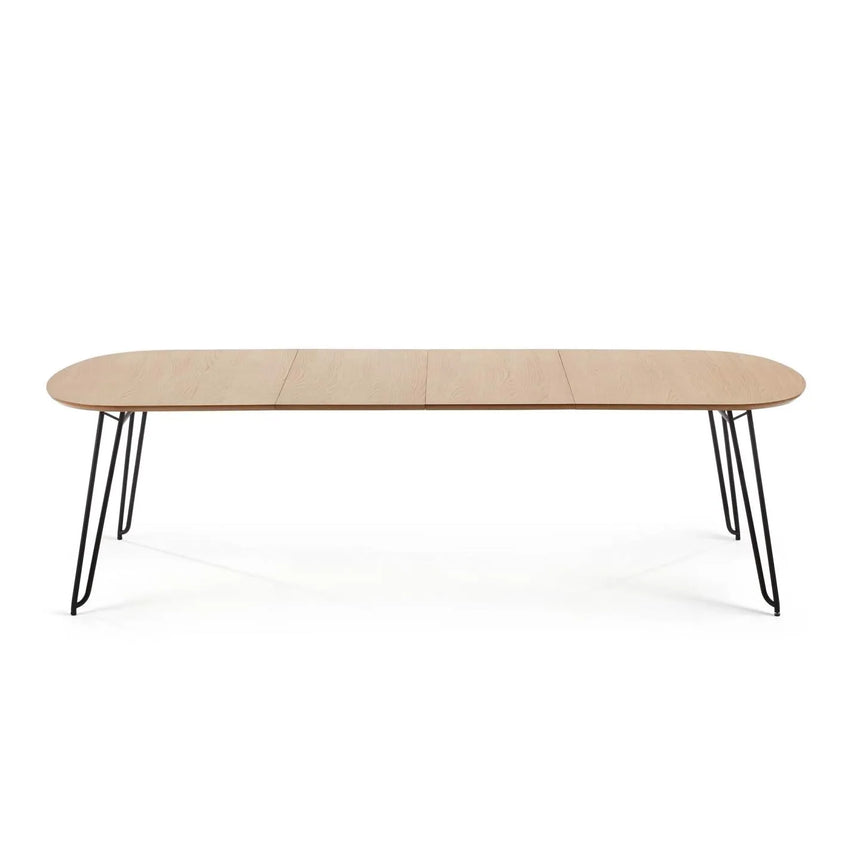 Novac ausziehbarer Tisch 140 (220) x 90 cm mit Eichenfurnier und schwarzen Stahlbeinen von Kave Home – Produktbild 10