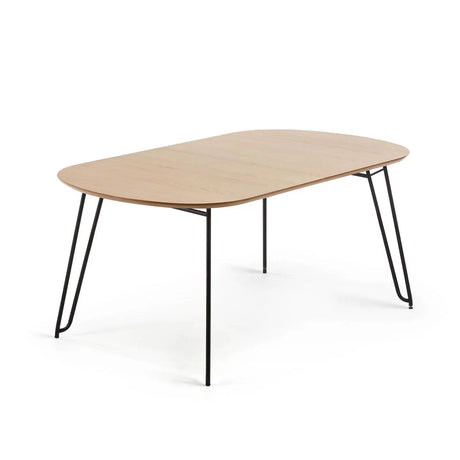 Novac ausziehbarer Tisch 140 (220) x 90 cm mit Eichenfurnier und schwarzen Stahlbeinen von Kave Home – Produktbild 6