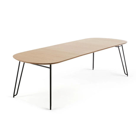 Novac ausziehbarer Tisch 140 (220) x 90 cm mit Eichenfurnier und schwarzen Stahlbeinen von Kave Home – Produktbild 7