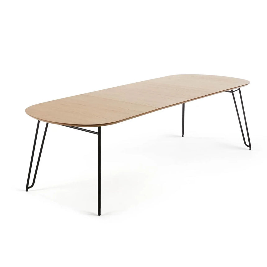Novac ausziehbarer Tisch 140 (220) x 90 cm mit Eichenfurnier und schwarzen Stahlbeinen von Kave Home – Produktbild 7