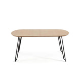 Novac ausziehbarer Tisch 140 (220) x 90 cm mit Eichenfurnier und schwarzen Stahlbeinen von Kave Home – Produktbild 8