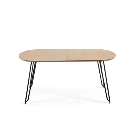 Novac ausziehbarer Tisch 140 (220) x 90 cm mit Eichenfurnier und schwarzen Stahlbeinen von Kave Home – Produktbild 8