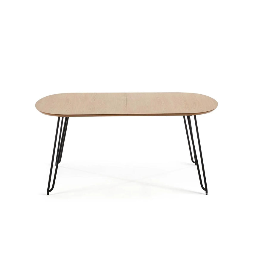 Novac ausziehbarer Tisch 140 (220) x 90 cm mit Eichenfurnier und schwarzen Stahlbeinen von Kave Home – Produktbild 8