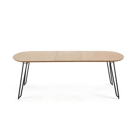 Novac ausziehbarer Tisch 140 (220) x 90 cm mit Eichenfurnier und schwarzen Stahlbeinen von Kave Home – Produktbild 9