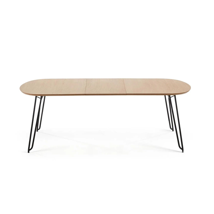 Novac ausziehbarer Tisch 140 (220) x 90 cm mit Eichenfurnier und schwarzen Stahlbeinen von Kave Home – Produktbild 9