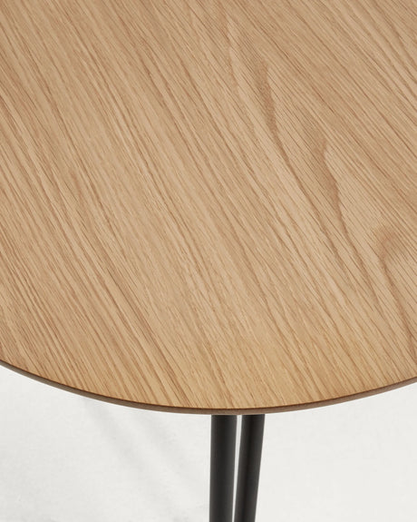 Novac ausziehbarer Tisch 170 (320) x 100 cm mit Eichenfurnier und schwarzen Stahlbeinen von Kave Home – Produktbild 1