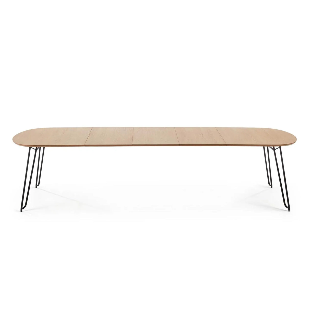 Novac ausziehbarer Tisch 170 (320) x 100 cm mit Eichenfurnier und schwarzen Stahlbeinen von Kave Home – Produktbild 11